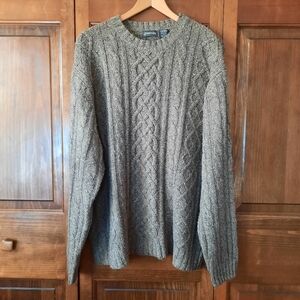 St. John's Bay Marled Brown Silk Blend Cable Knit Crewneck Sweater Size XL